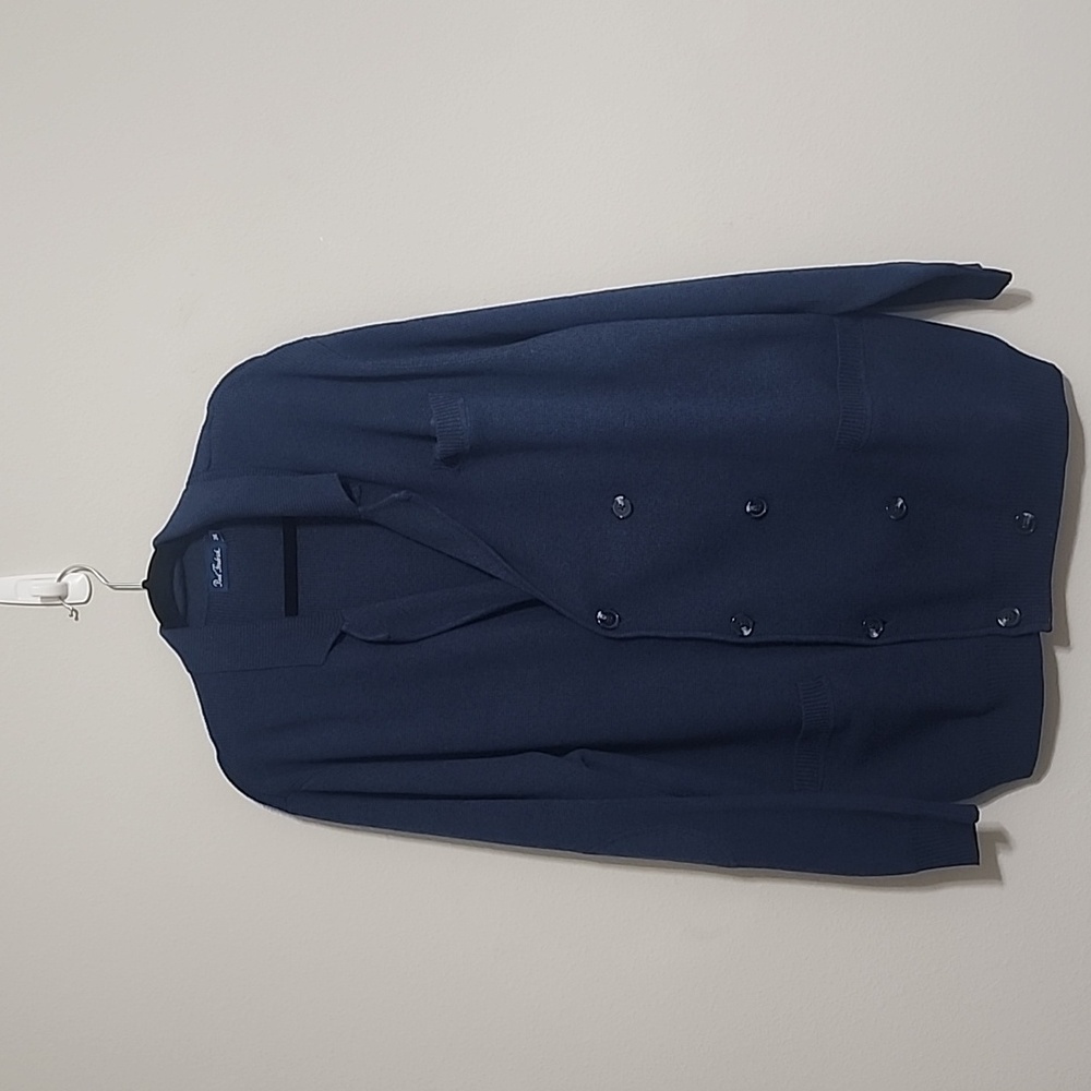 Paul Frederick Men's Navy Blue Cotton + Merino Wool Double Breasted Sweater 3XL